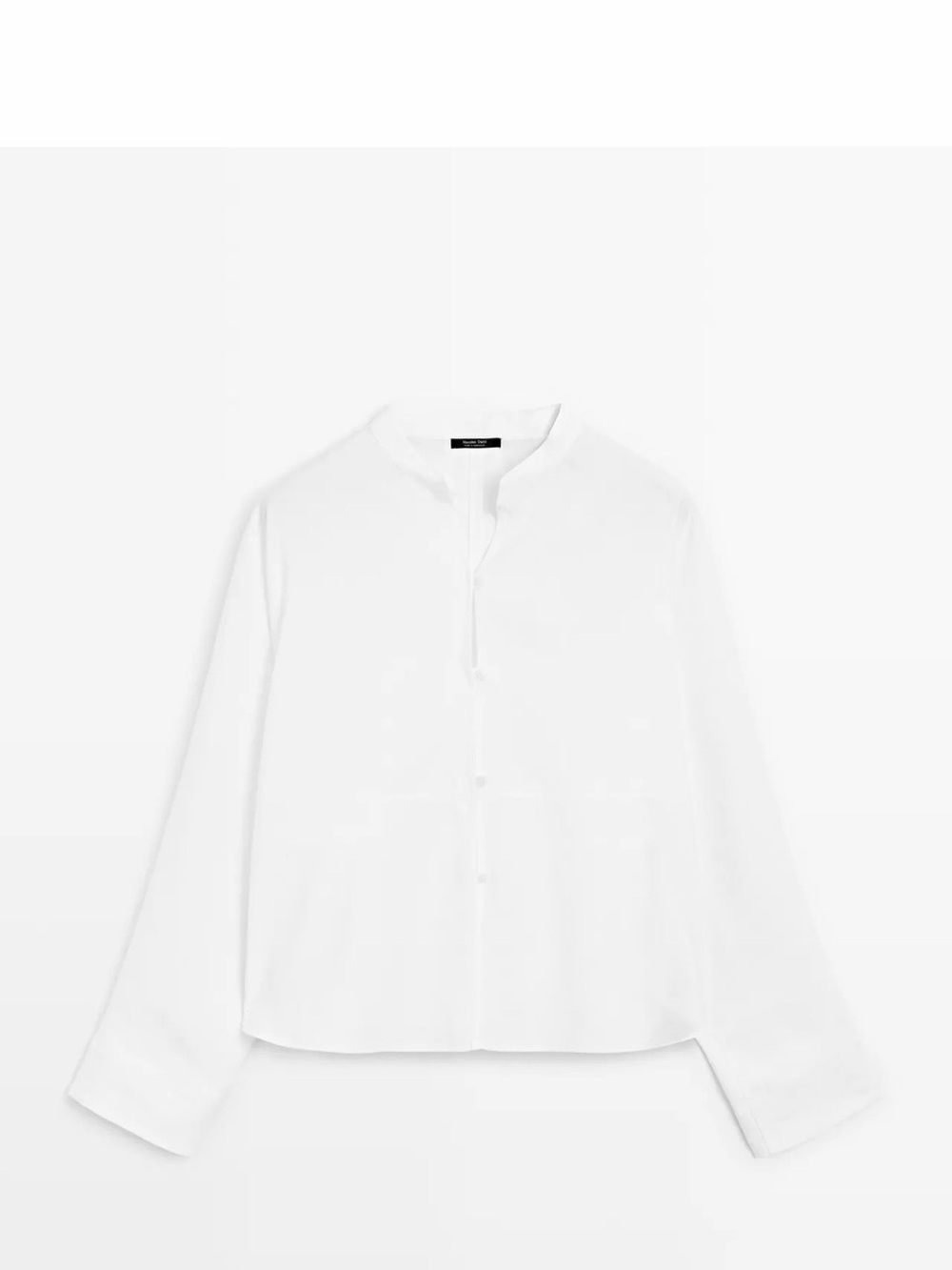 Massimo Dutti White Mandarin-Collar Button-Down Shirt
